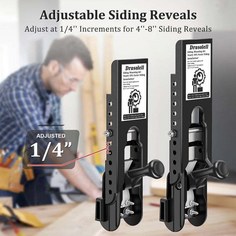 Drusolell Siding Tools, Siding Installation Tools, Siding Mounting Kit, Compatible with 5/16- Inch Fiber Cement Siding, Lap Siding Gauge with Adjustable Reveals(Black) - Image 3